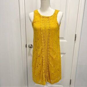 Francesca's Women's Lace  Dress Size XS Mustard Midi Sleeveless